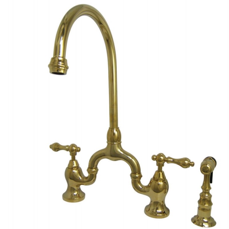 Kingston Brass English Country Kitchen Bridge Faucet with Brass Sprayer (KS779)