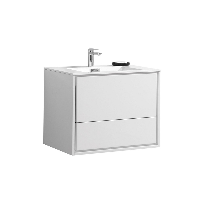 KubeBath 30 in. De Lusso Wall Mount Modern Bathroom Vanity With Color Options