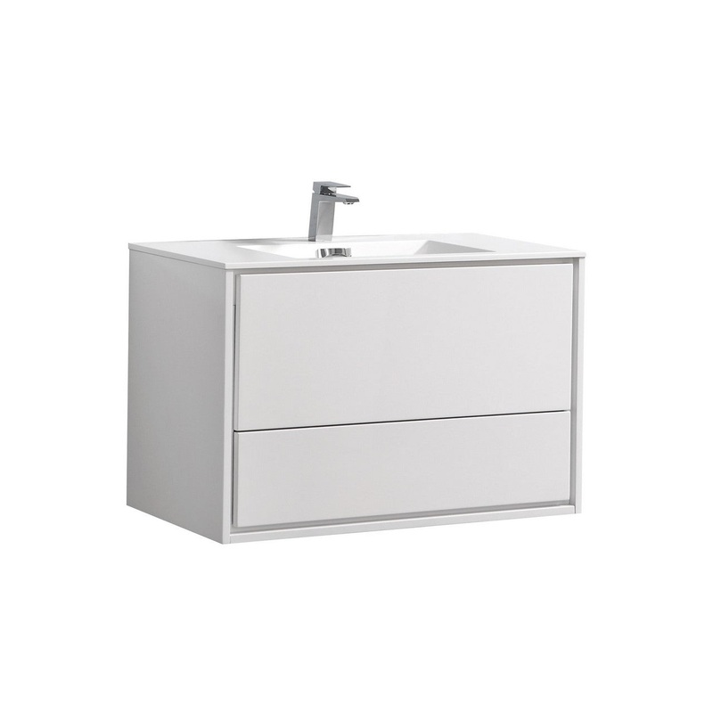 KubeBath 36 in. De Lusso Wall Mount Modern Bathroom Vanity With Color Options