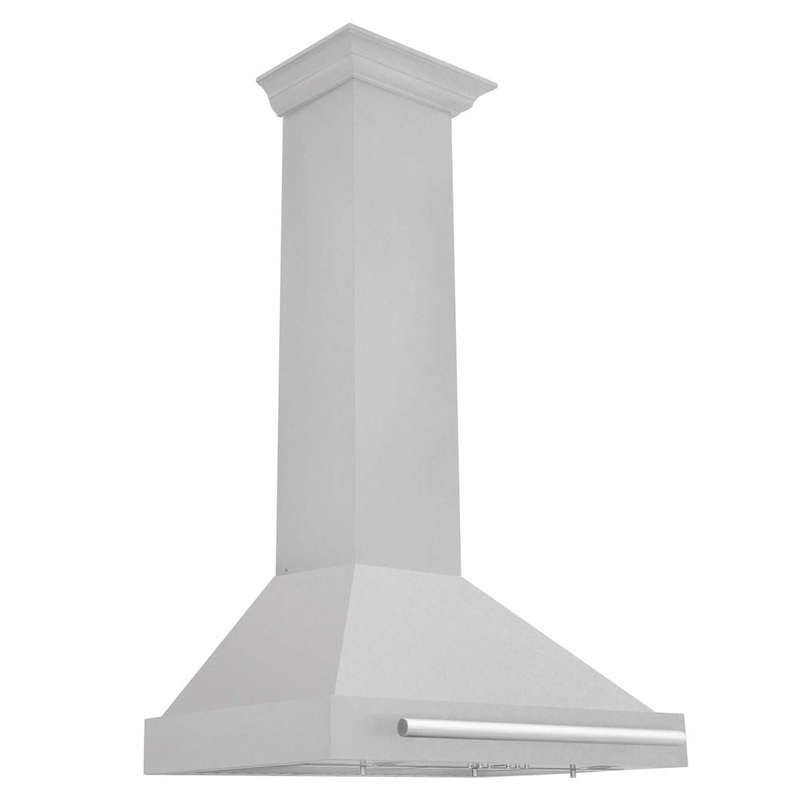 ZLINE 30 in. Convertible Satin Stainless Steel Wall Mount Range Hood with Colored Shell and Stainless Steel Handle (KB4SNX-30)
