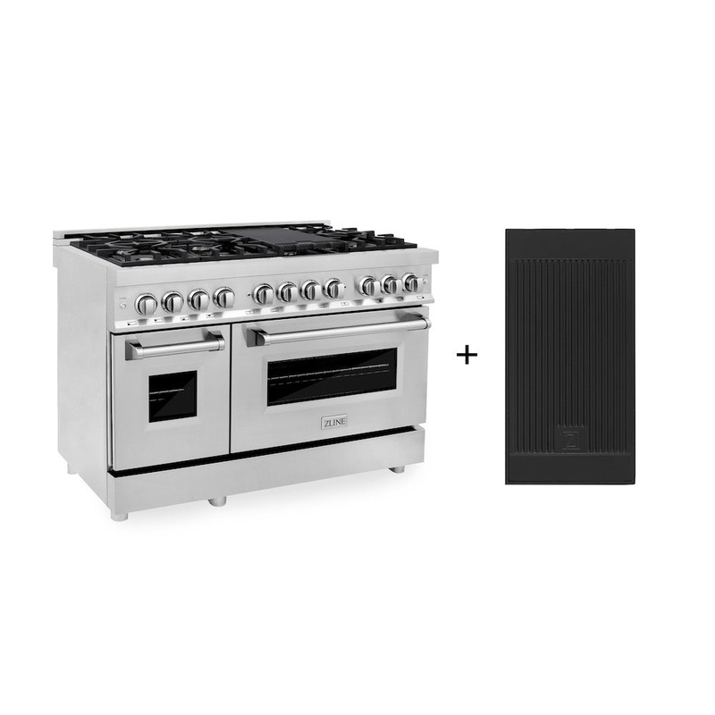 ZLINE 48 in. 6.0 cu. ft. Legacy Dual Fuel Range with 7 Burner Gas Cooktop and 2 Electric Ovens in Stainless Steel with Reversible Griddle (RA-GR-48)
