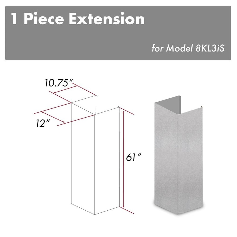 ZLINE 61 in. Satin Stainless Steel Chimney Extension for Ceilings up to 12.5 ft. (8KL3iS-E)