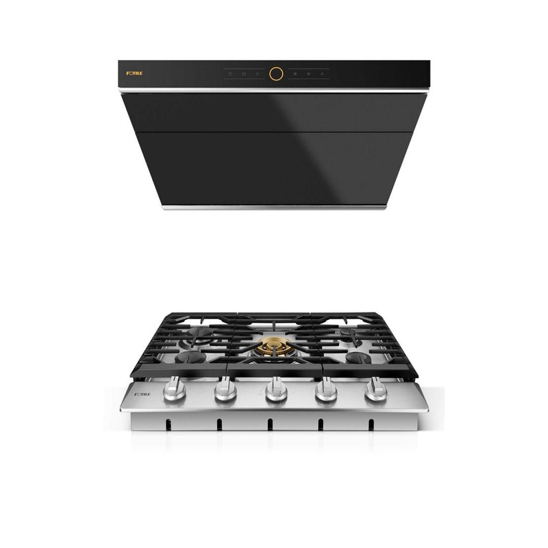 Fotile 2-Piece Kitchen Package with Stainless Steel 30 in. Gas Cooktop and 30 in. 850 CFM Wall Mount Range Hood with Touchscreen (JQG7502.G + GLS30501)
