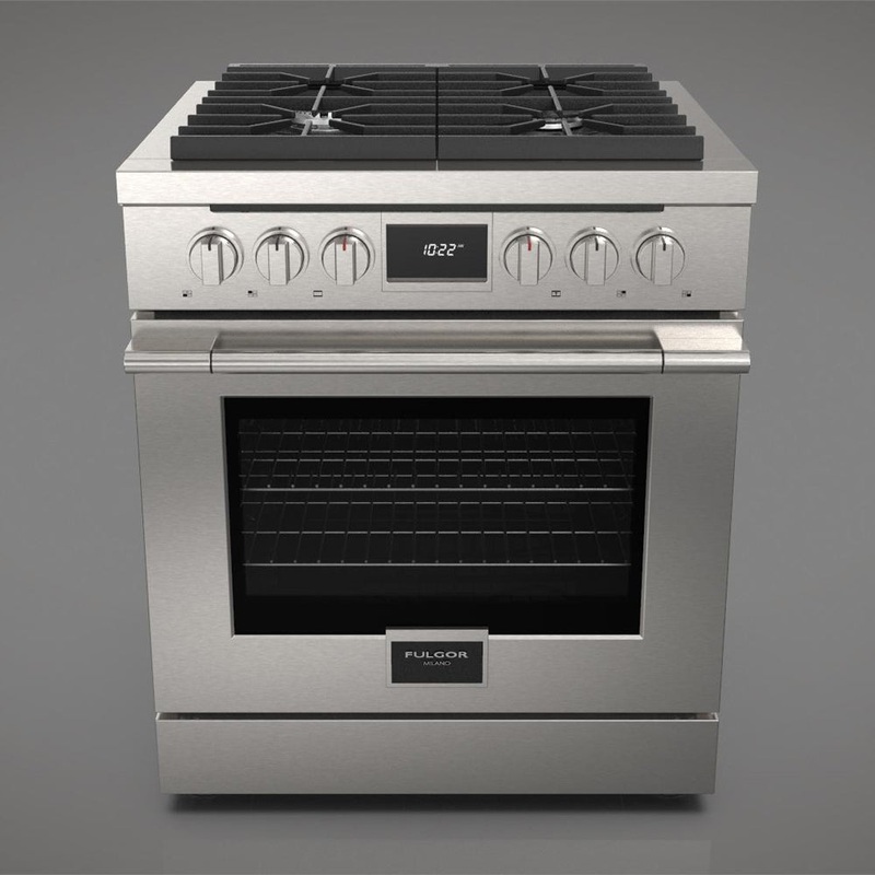 Fulgor Milano 30 in. 400 Series Accento Dual Fuel Range in Stainless Steel (F4PDF304S1)