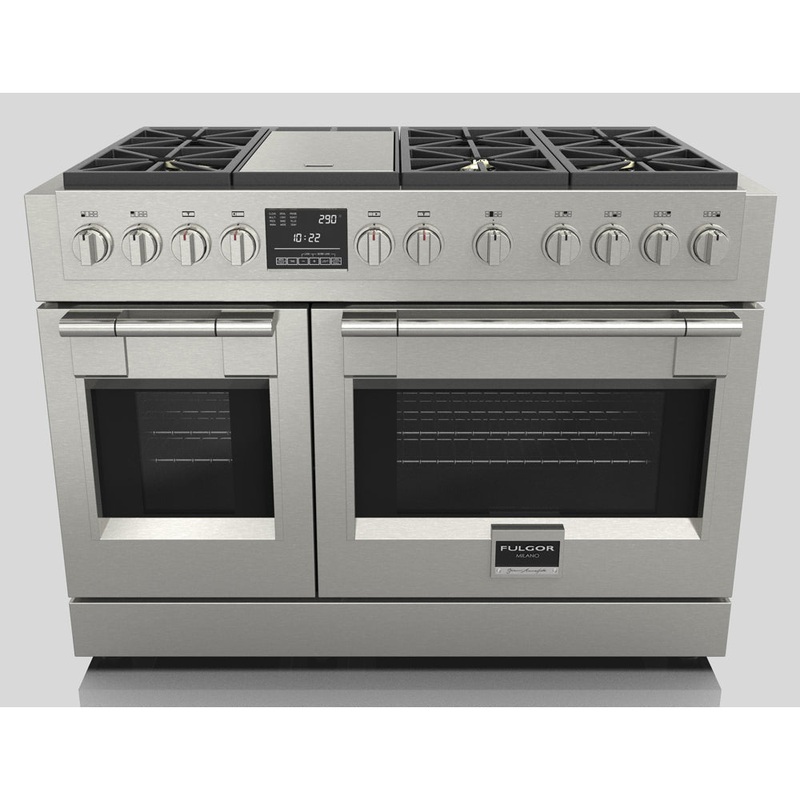 Fulgor Milano 48 in. 600 Series Dual Fuel Range with 6 Burners and Trilaminate Griddle in Stainless Steel (F6PDF486GS1)