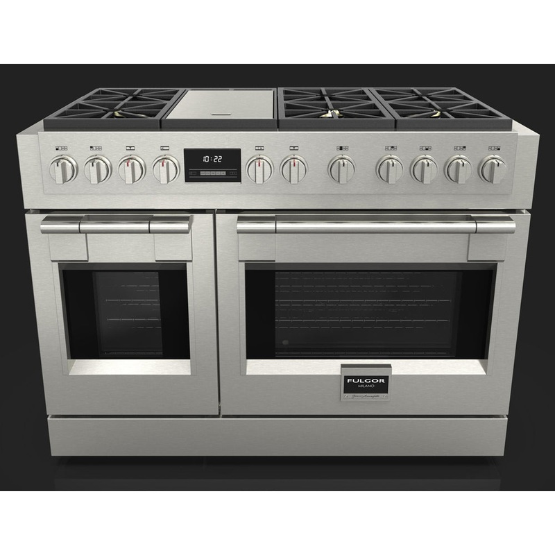 Fulgor Milano 48 in. 600 Series Pro All Gas Range with 6 Burners and Trilaminate Griddle in Stainless Steel (F6PGR486GS2)