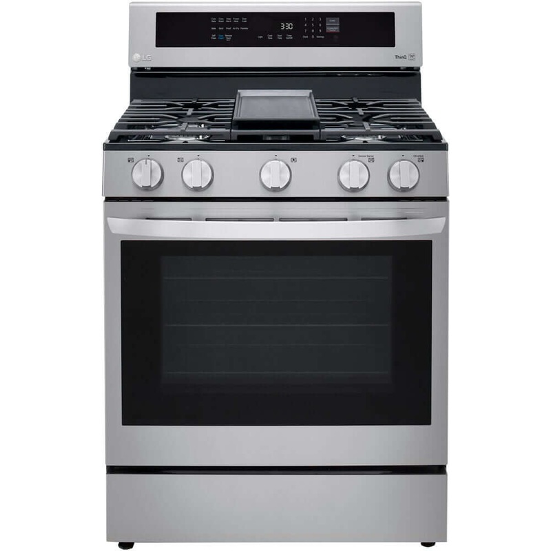 LG 30 in. 5.8-Cu. Ft. Gas Convection Smart Range with AirFry and InstaView, Stainless Steel (LRGL5825F)