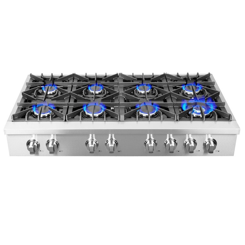 Forno Lseo 48 in. 8 Burner Gas Rangetop with Griddle in Stainless Steel (FCTGS5737-48)