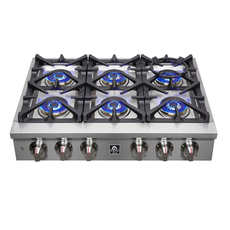 Forno Spezia 36 in. 6 Burner Gas Rangetop with Wok Ring and Griddle in Stainless Steel (FCTGS5751-36)