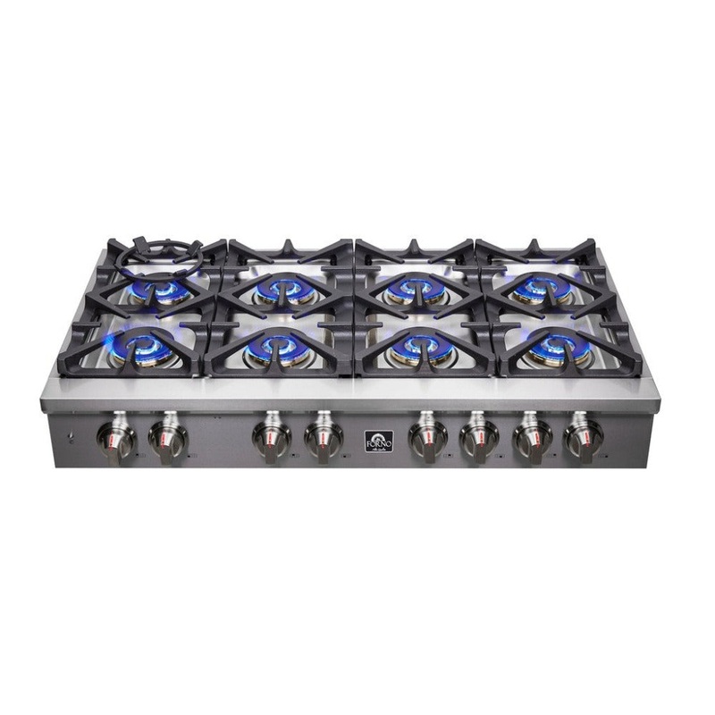 Forno Spezia 48 in. 8 Burner Gas Rangetop with Wok Ring and Griddle in Stainless Steel (FCTGS5751-48)