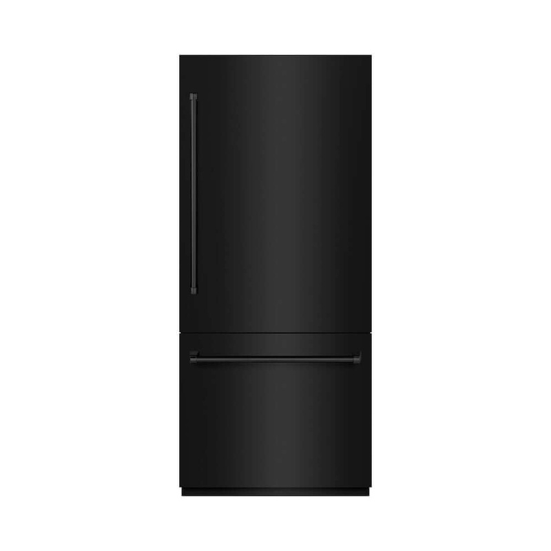 ZLINE 36 in. 19.8 cu. ft. Built-In Bottom Freezer Refrigerator with Water Dispenser and Ice Maker in Black Stainless Steel (RBIT-BS-36)