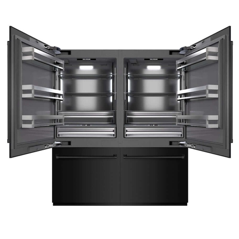 ZLINE 72 in. 39.6 cu. ft. French Door Built-In Bottom Freezer Refrigerator with Water Dispensers and Ice Makers in Black Stainless Steel (RBIT-BS-72)