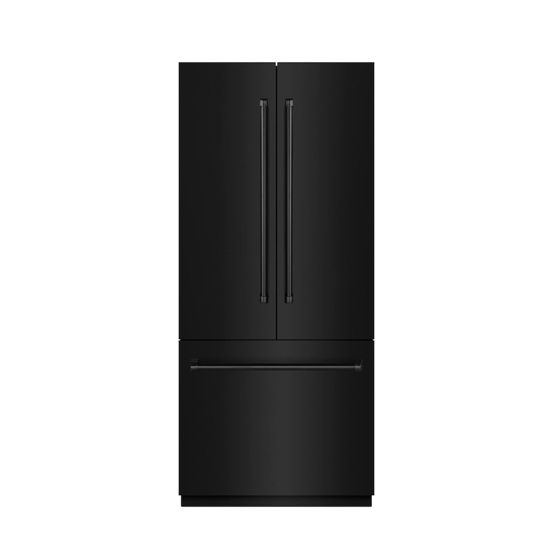 ZLINE 36 in. 19.6 cu. ft. French Door Built-In Bottom Freezer Refrigerator with Water Dispenser and Ice Maker in Black Stainless Steel with Stainless Steel Interior (SRBIV-BS-36)