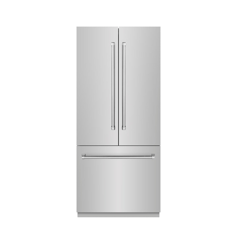 ZLINE 36 in. 19.6 cu. ft. French Door Built-In Bottom Freezer Refrigerator with Water Dispenser and Ice Maker in Stainless Steel with Stainless Steel Interior (SRBIV-304-36)
