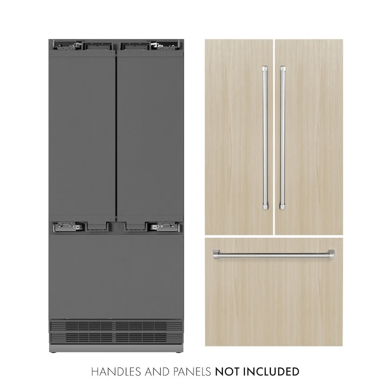 ZLINE 36 in. 19.6 cu. ft. Panel Ready French Door Built-In Bottom Freezer Refrigerator with Water Dispenser and Ice Maker with Stainless Steel Interior (SRBIV-36)