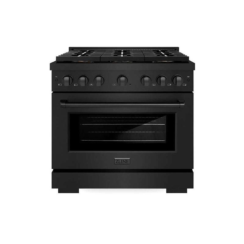 ZLINE 36 in. 5.2 cu. ft. Paramount Dual Fuel Range with 6 Burner DuoPro Cooktop and Electric Convection Oven in Black Stainless Steel (PSDRB-36)