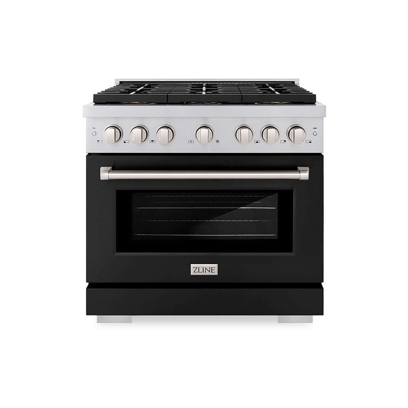 ZLINE 36 in. 5.2 cu. ft. Paramount Dual Fuel Range with 6 Burner DuoPro Cooktop and Electric Convection Oven with Black Matte Door (PSDR-BLM-36)