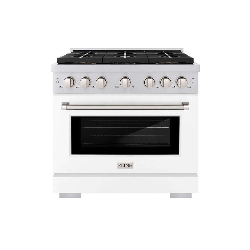 ZLINE 36 in. 5.2 cu. ft. Paramount Dual Fuel Range with 6 Burner DuoPro Cooktop and Electric Convection Oven with White Matte Door (PSDR-WM-36)