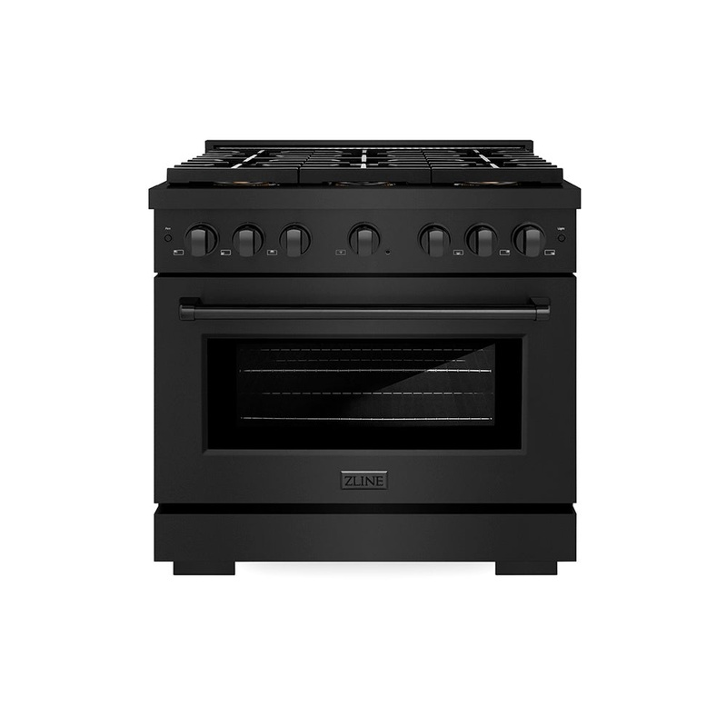 ZLINE 36 in. 5.2 cu. ft. Paramount Gas Range with 6 Burner DuoPro Cooktop and Convection Gas Oven in Black Stainless Steel (PSGRB-36)