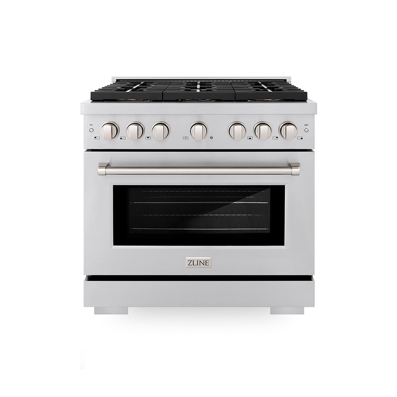 ZLINE 36 in. 5.2 cu. ft. Paramount Gas Range with 6 Burner DuoPro Cooktop and Convection Gas Oven in Stainless Steel (PSGR36)
