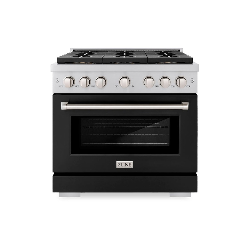 ZLINE 36 in. 5.2 cu. ft. Paramount Gas Range with 6 Burner DuoPro Cooktop and Convection Gas Oven with Black Matte Door (PSGR-BLM-36)
