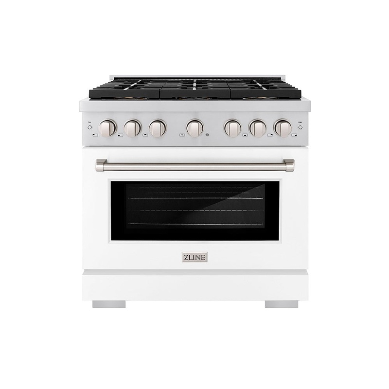 ZLINE 36 in. 5.2 cu. ft. Paramount Gas Range with 6 Burner DuoPro Cooktop and Convection Gas Oven with White Matte Door (PSGR-WM-36)