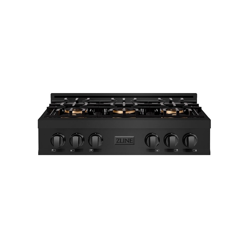 ZLINE 36 in. Classic Gas Rangetop with 6 Burner DuoPro Cooktop in Black Stainless Steel (PCRTB-36)
