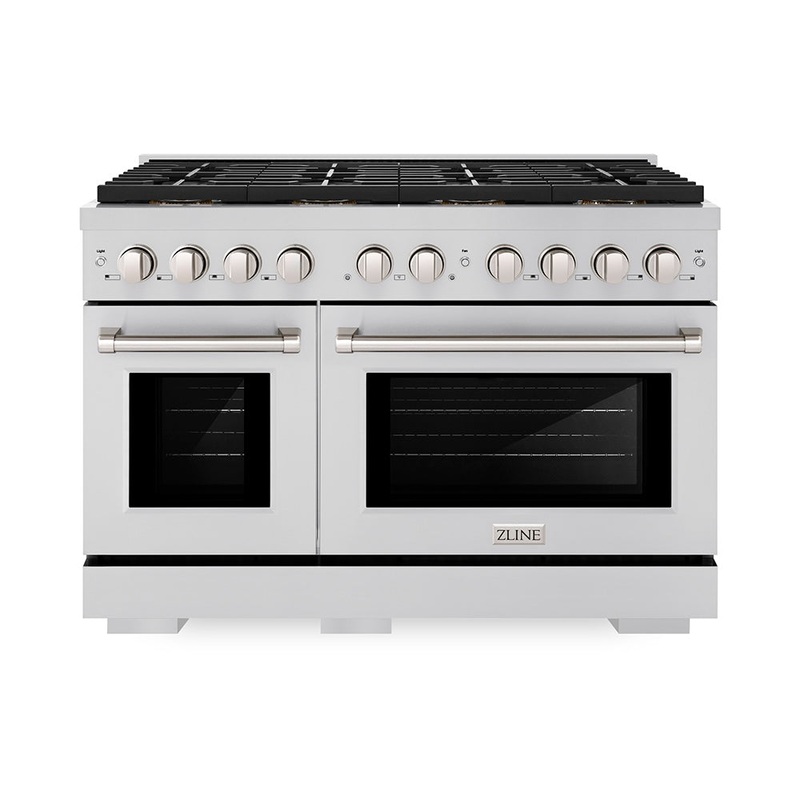 ZLINE 48 in. 6.7 cu. ft. Paramount Gas Range with 8 Burner DuoPro Cooktop and Dual Ovens in Stainless Steel (PSGR48)
