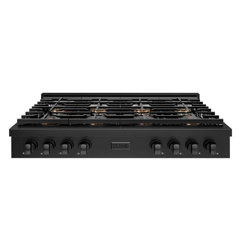 ZLINE 48 in. Paramount Gas Rangetop with 8 Burner DuoPro Cooktop in Black Stainless Steel (PSRTB-48)
