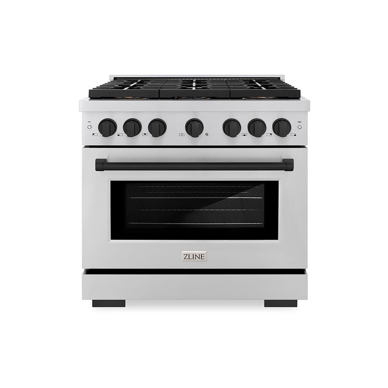 ZLINE Autograph Edition 36 in. 5.2 cu. ft. Paramount Gas Range with 6 Burner DuoPro Cooktop and Convection Gas Oven in Stainless Steel and Champagne Bronze Accents (PSGRZ-36-CB)