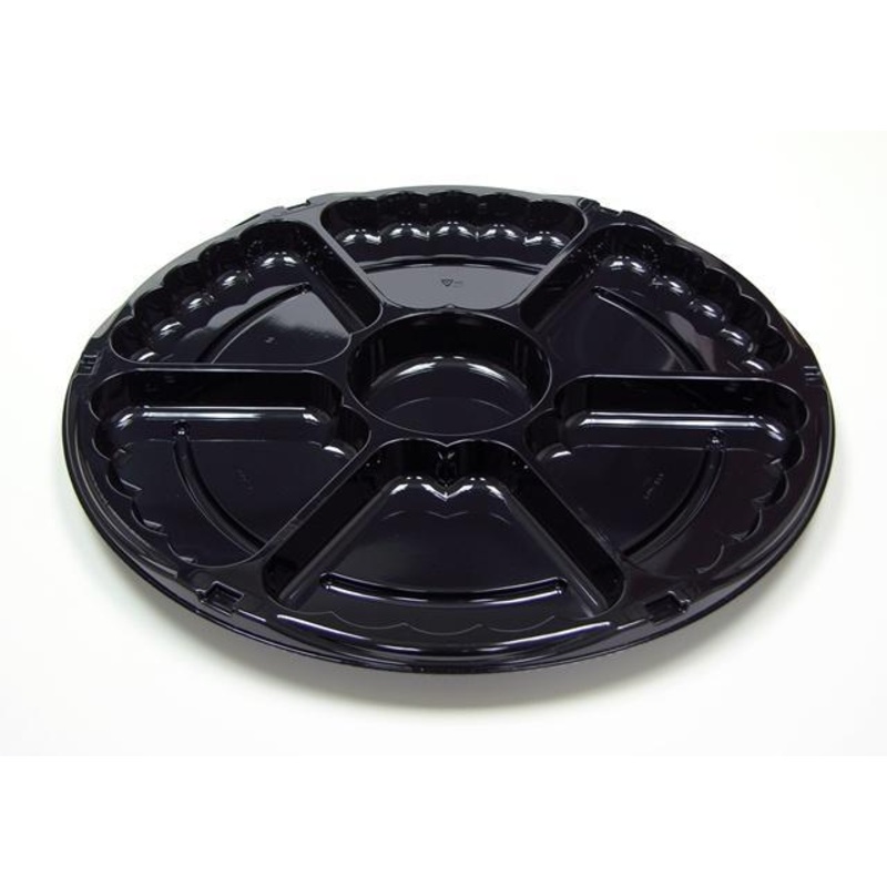 Lazy Susan Smartlock Catering Tray-6 Sections - 12 inch - Black - 50 Qty