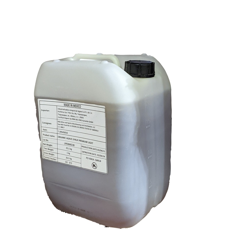 Organic Agave Syrup Premium RAW LIGHT - Bulk (55 lbs)