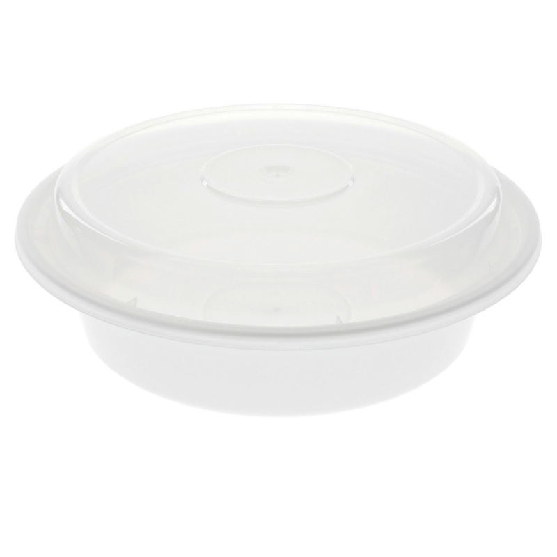Versa 24 oz. Microwavable Round Container/Lid Combo, White Base/Clear Lid (CS 150)