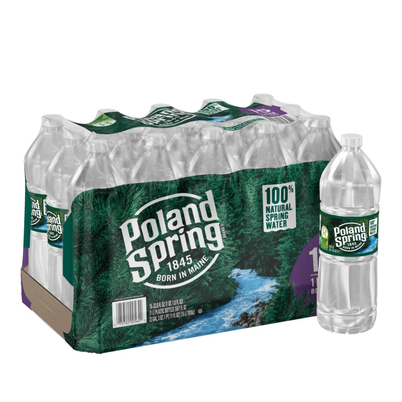 Poland Spring 100% Natural Spring Water (Case of 18/1 Liter)
