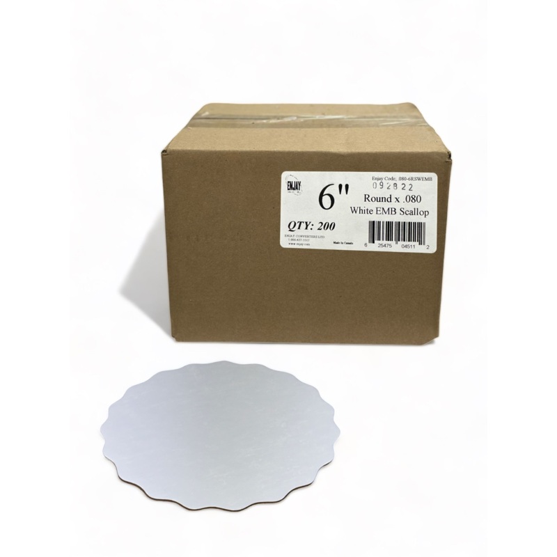 6" White Scallop Heavy - 200 Pieces