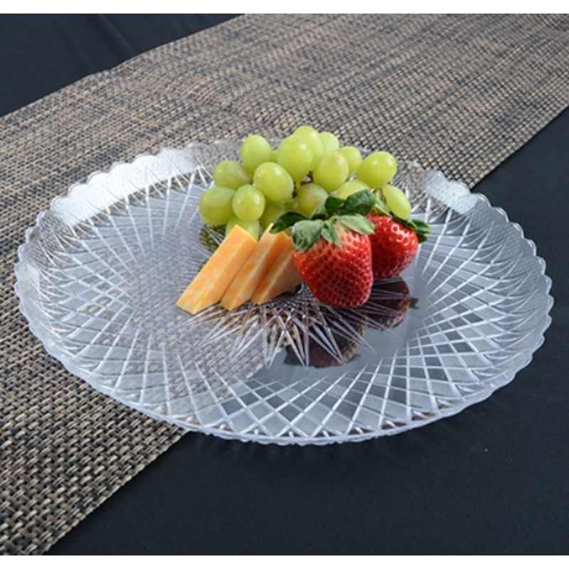 8" Round Crystal Scalloped Tray - 50 Qty