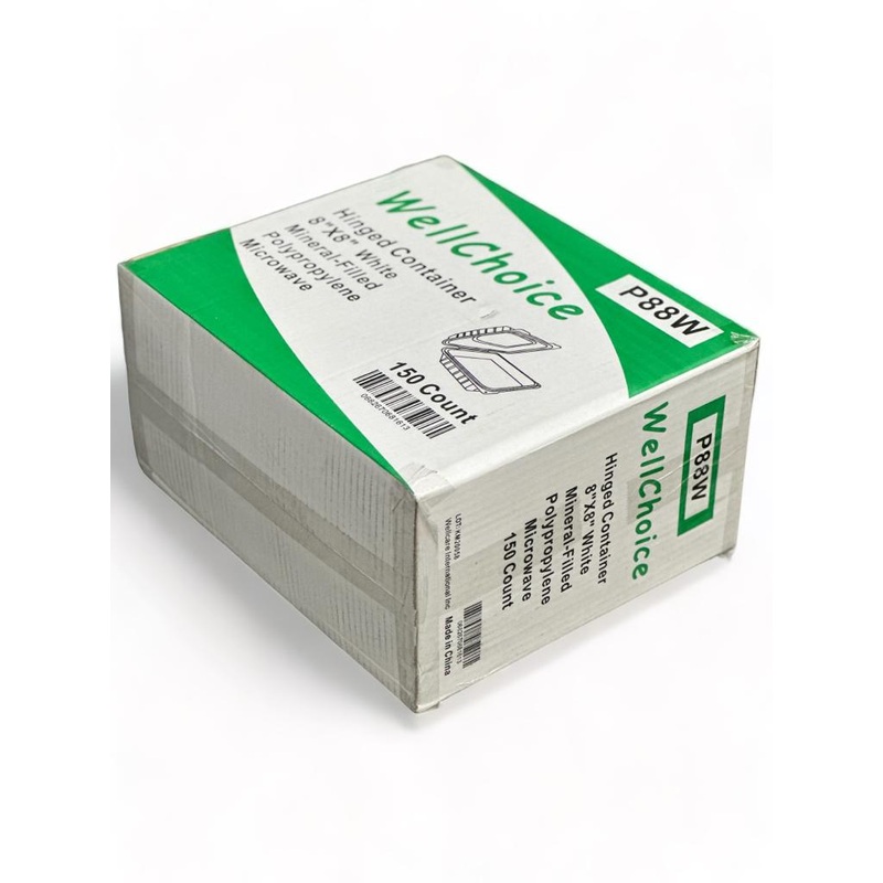 8X8X3 White Hinge Eco Friendly Micro - 150 Pieces