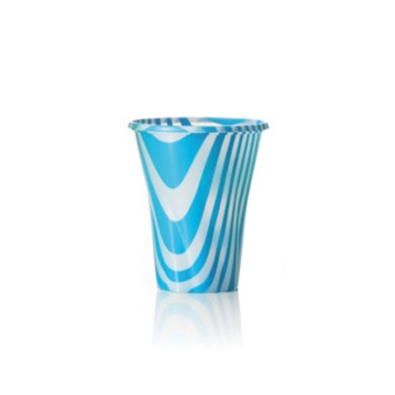 Alcas Blue Plastic Striped Cup 250cc - 1000 Pieces