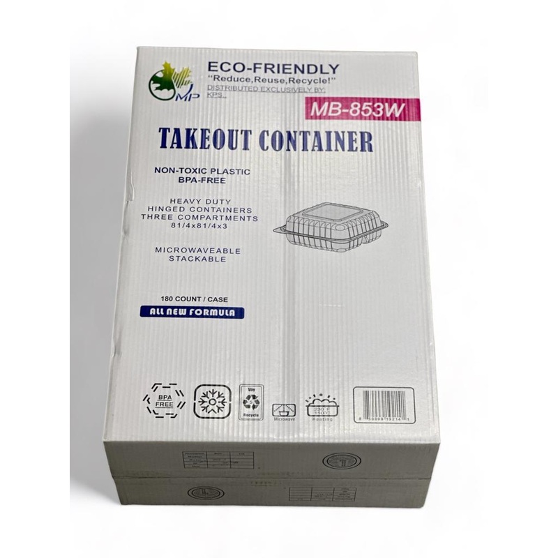 MB853W 8X8 3 Compartments Hinge Eco Friendly - 180 Pieces