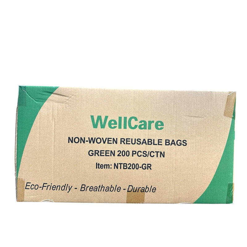 Reusable 1/6 Green Non-Woven Shopping Bag  200 Count