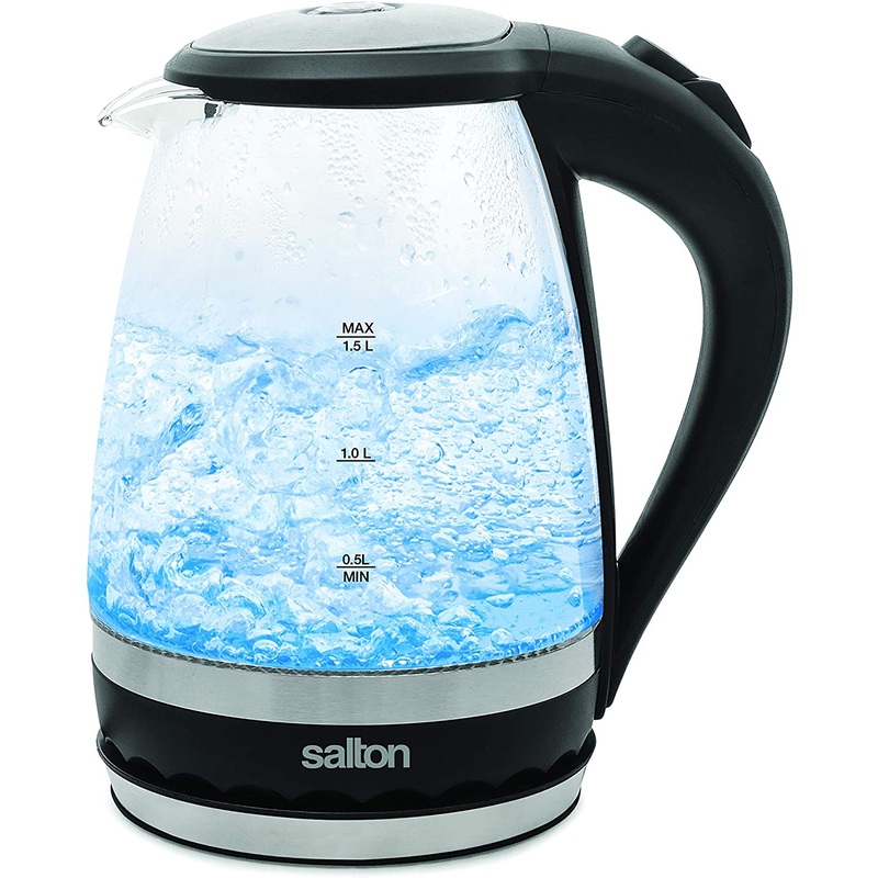 Salton cordless Kettle: 1.5L, 1100W, glass body w/black trim | GK-1831
