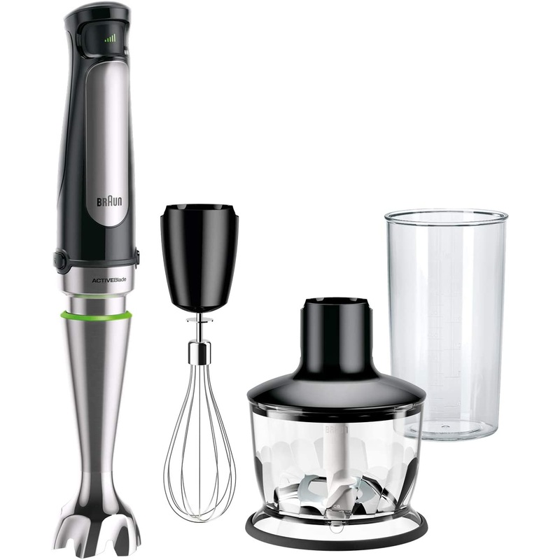 Braun MultiQuick Immersion Hand Blender with 2-Cup Food Processor, Whisk, Beaker: 500W, black | MQ7035