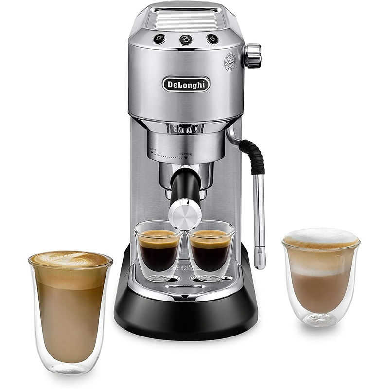 DeLonghi Dedica Arte Espresso Maker: 15 bar pump, 1300W, compact design, s/s | EC885M
