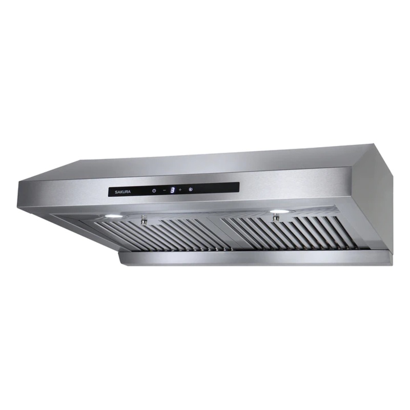 Sakura Kitchen Rangehood: 30'' wide, with baffle filter, polished s/s, dual DC motor, touch screen | R3311-30HS