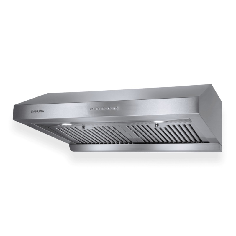 Sakura R2310-30HS Kitchen Rangehood: 30'' wide, with baffle filter, polished s/s, dual motor, push button | R2310-30HS