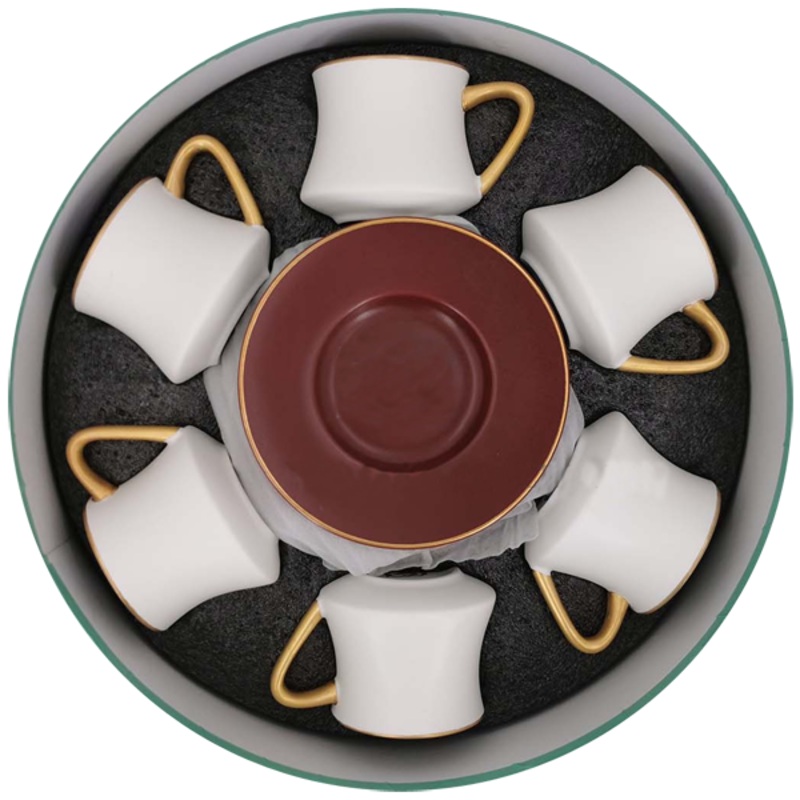 Angela Cup & Saucer Maroon + White