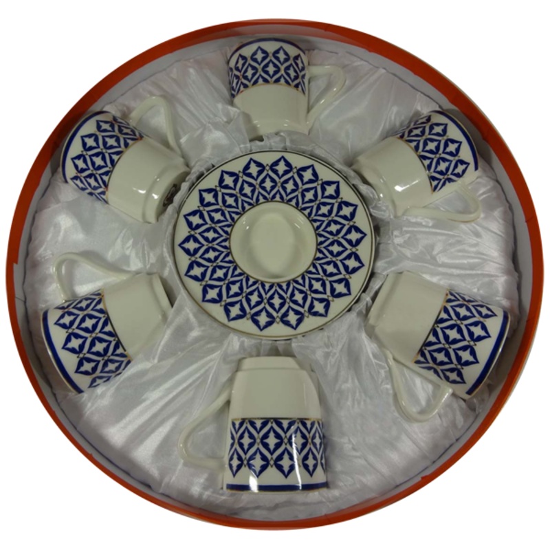 Angela Cup & Saucer Set - Blue Texture