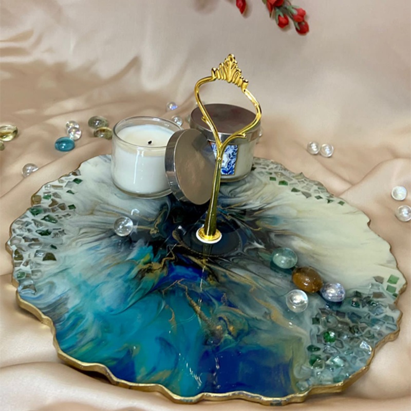Handmade Resin Art Royal Blue Platter