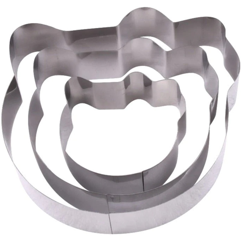 Kitty Shape Cake Baking Tool Stainless Steel 3Pcs Set