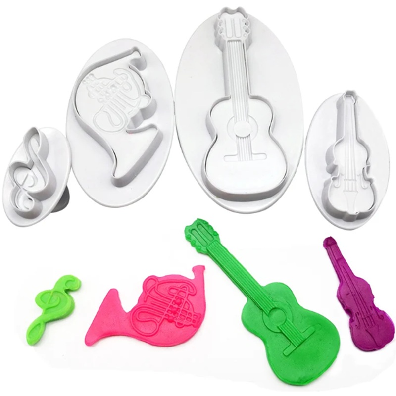 Musical Instrument Fondant Plunger Cutter 4Pcs Set
